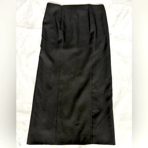 ZARA Collection NEW! Double Front Slits Black Wool Midi Straight Skirt--M - Picture 8 of 13